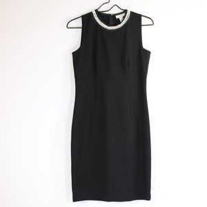 Ann Taylor Black Sleeveless Dress with pearl neckline